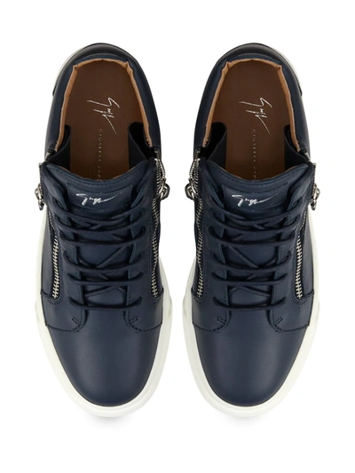 Shop Giuseppe Zanotti Kriss High-top Leather Sneakers In Blue