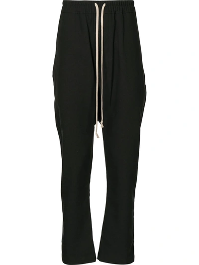 Shop Rick Owens Drawstring Drop-crotch Track Pants In Black