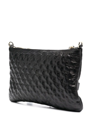 Shop Ermanno Scervino Gemstone Embellished Leather Clutch Bag In Black