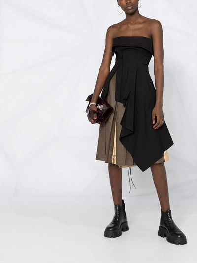 Shop Yohji Yamamoto Asymmetric Draped Bodice Top In Black