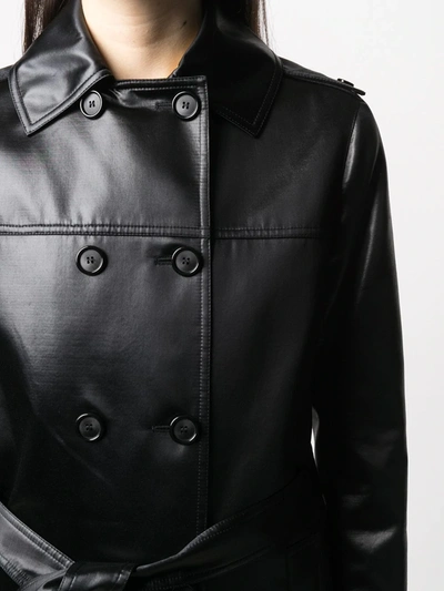 Shop Saint Laurent Tied-waist Double-breasted Coat In Black