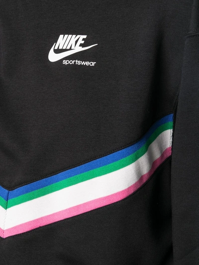 Shop Nike Windrunner Fleece Retro Strip Sweatshirt In Black