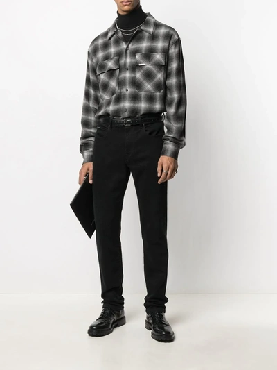 Shop Represent Check-print Two-pocket Shirt In Black