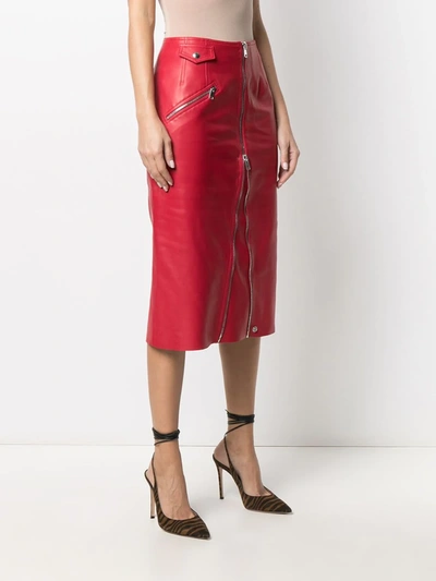 Shop Alexander Mcqueen High-waisted Zip-up Skirt In Red