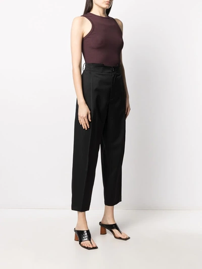 Shop Barena Venezia High-waisted Cropped Trousers In Black