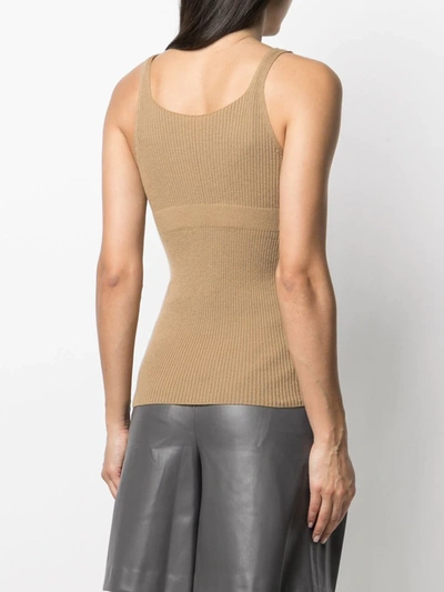 Shop Ami Amalia Sleeveless V-neck Knitted Top In Neutrals