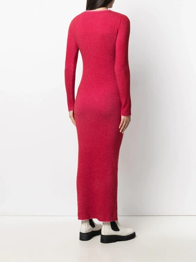 Shop Ami Amalia Long Knitted Dress In Red
