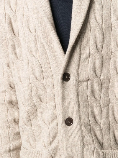 Shop Ami Amalia Chunky Cable-knit Wool Cardigan In Neutrals