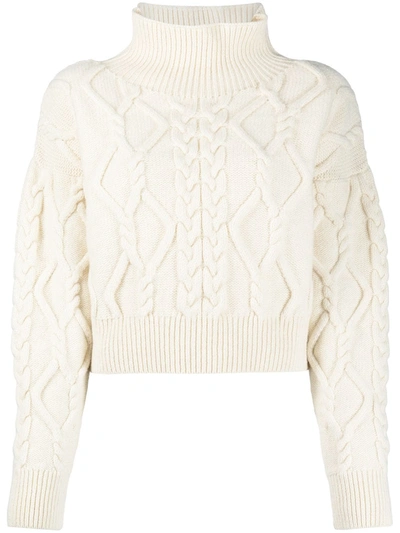 Shop Ami Amalia Chunky Cable Knit Jumper In Neutrals