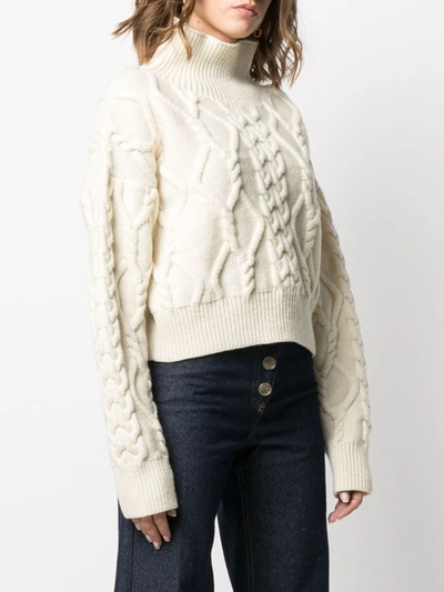 Shop Ami Amalia Chunky Cable Knit Jumper In Neutrals