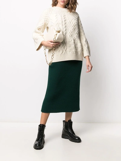 Shop Ami Amalia Cable-knit Structured Wool Jumper In Neutrals
