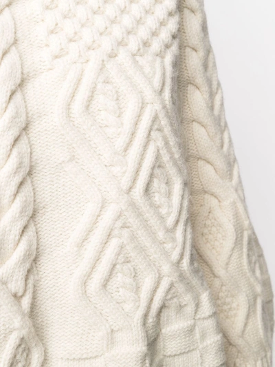 Shop Ami Amalia Cable-knit Structured Wool Jumper In Neutrals