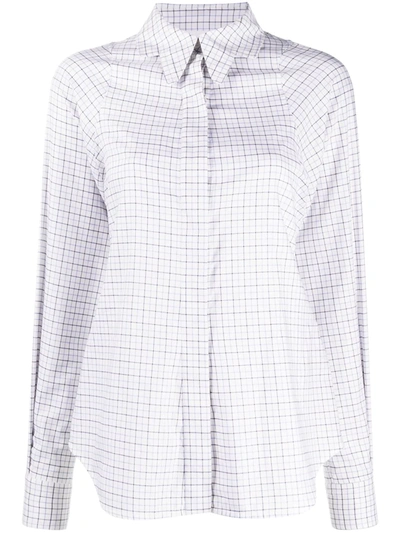 Shop Victoria Beckham Check Cut-away Collar Shirt In Neutrals