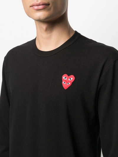 Shop Comme Des Garçons Embroidered Two Heart T-shirt In Black