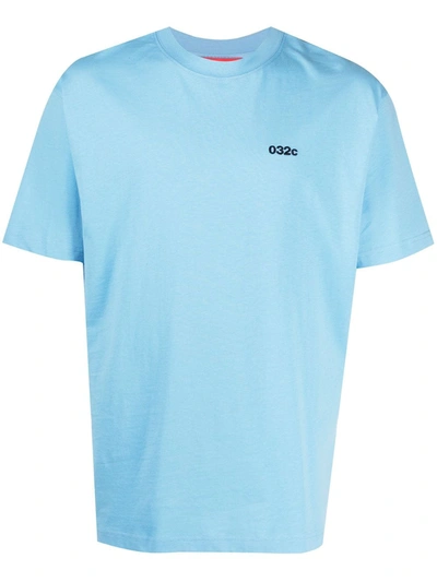 Shop 032c Logo-embroidered T-shirt In Blue
