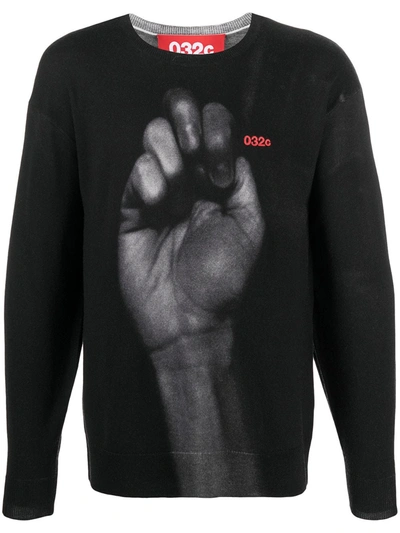 Shop 032c Graphic-print Fine Knit Sweatshirt In Black