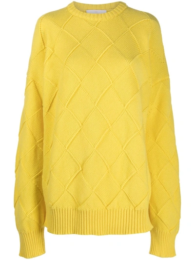 Shop Ami Amalia Oversized Cable-knit Merino Jumper In Yellow