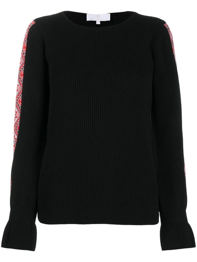 Shop Ami Amalia Intarsia-knit Merino Jumper In Black