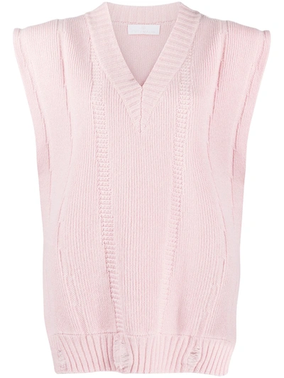 Shop Ami Amalia Oversized Merino-knit Sleeveless Jumper In Pink