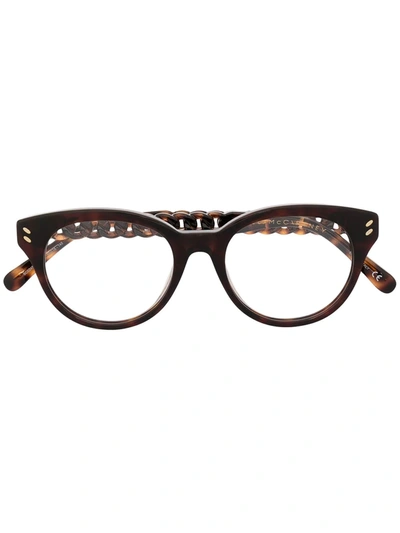 Shop Stella Mccartney Cat Eye Glasses In Brown
