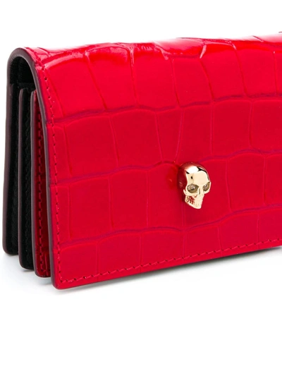 Shop Alexander Mcqueen Leather Credit Card Holder On Chain In Red