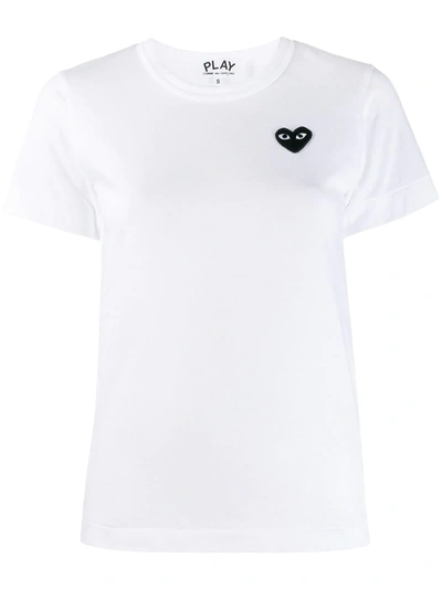 Shop Comme Des Garçons Play Heart-embroidered T-shirt In White