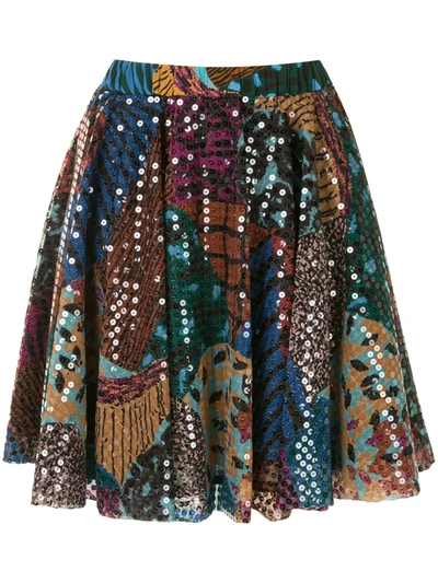 Shop M Missoni Sequin-embellished Pleated Mini Skirt In Multicolour