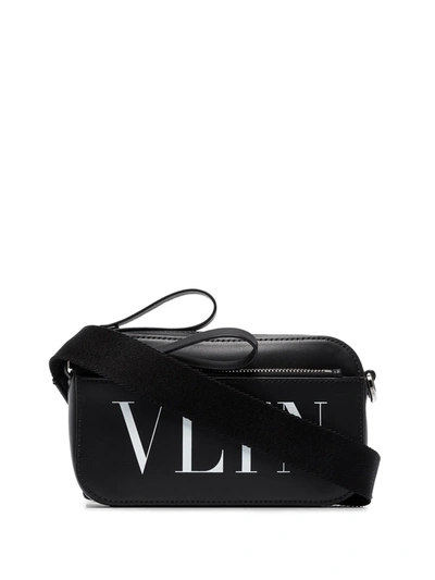 Shop Valentino Small Vltn Leather Shoulder Bag In Black