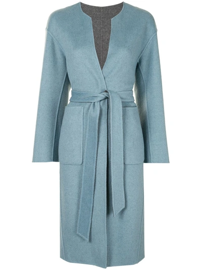 Shop Onefifteen Reversible Belted Coat In Blue