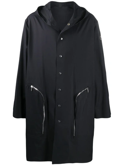 Shop Moncler Hooded Mid-length Coat In Black