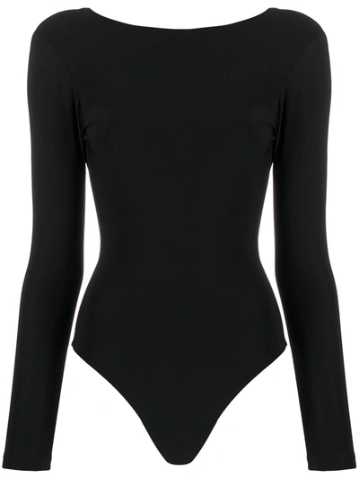 Shop Alchemy Open-back Long-sleeve Bodysuit In Black