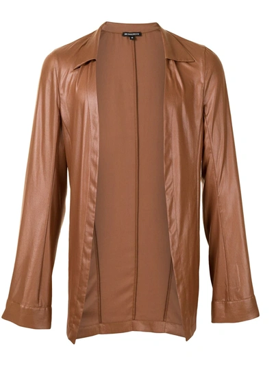 Shop Ann Demeulemeester Faux Leather Open-front Shirt In Brown