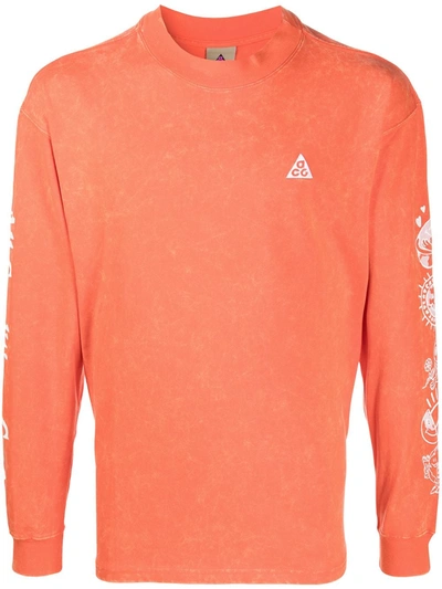 Shop Nike Graphic Print T-shirt In Orange