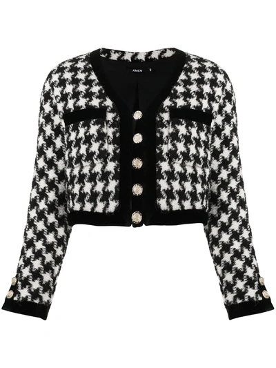 HOUNDS-TOOTH CROPPED JACKET