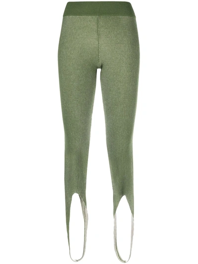 Shop Ami Amalia Knitted Merino Wool Leggings In Green