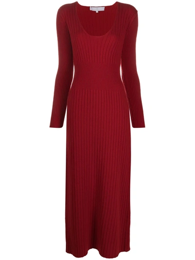 Shop Ami Amalia Diana Merino Wool Dress In Red
