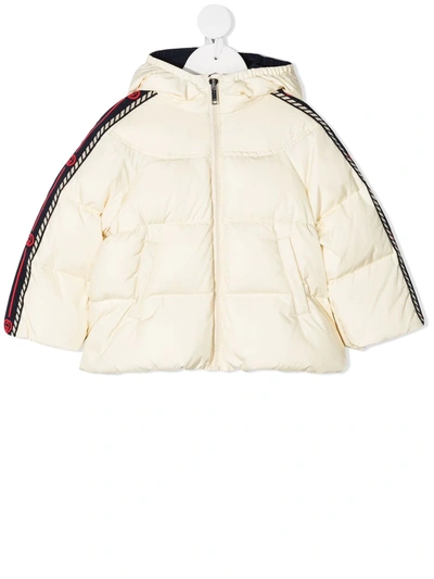 Shop Gucci Interlocking G-stripe Padded Jacket In Neutrals