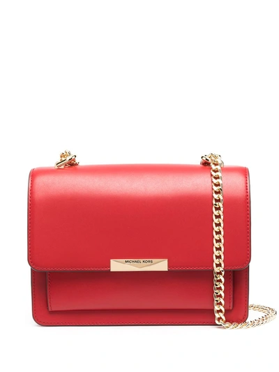 Shop Michael Michael Kors Jade Chain Shoulder Bag In Red