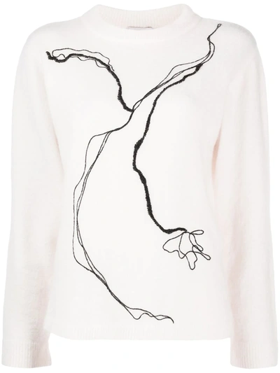 Shop Alysi Abstract Knit Jumper In White