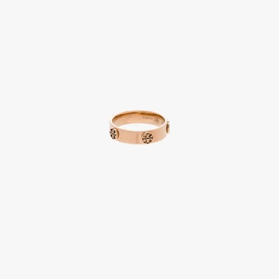Shop Tory Burch Rose Gold Tone T-logo Ring In Pink