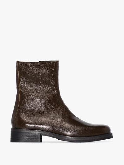Our Legacy Green Camion Leather Boots In Green