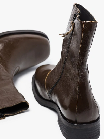 Our Legacy Green Camion Leather Boots In Green