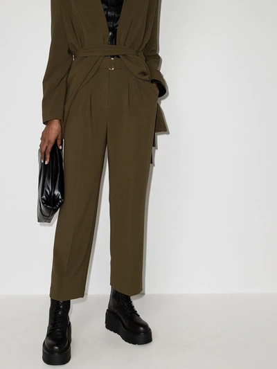 Shop The Frankie Shop Belted Suit Trousers In Green