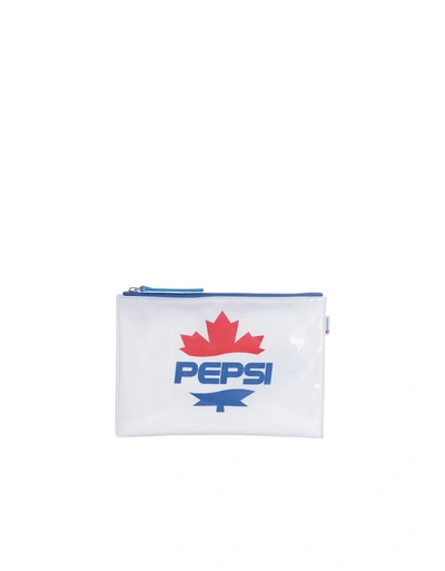 Shop Dsquared2 Pouch With Pepsi Logo In White