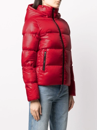 Shop Calvin Klein Jeans Est.1978 Zipped Padded Jacket In Red