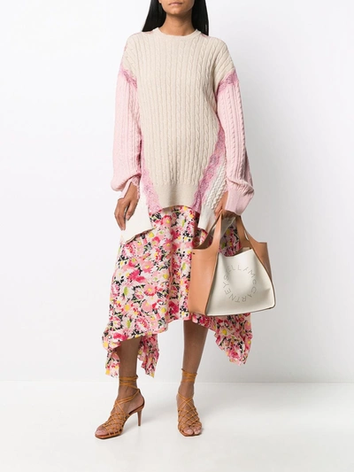 Shop Stella Mccartney Floral Lace Asymmetric Jumper In Neutrals