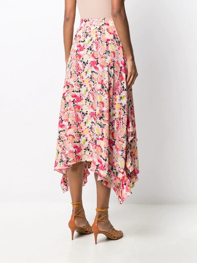 Shop Stella Mccartney Cotton Draped Ruffle Skirt In Flower Print In Pink