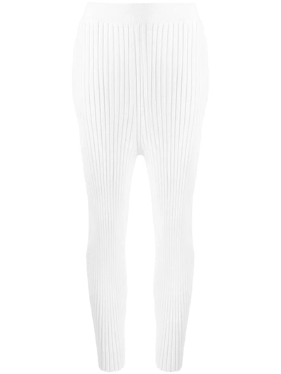 Shop Stella Mccartney Ribbed High-waisted Leggings In White