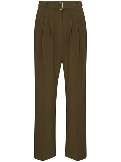 Shop The Frankie Shop Dart-detailing Tapered Trousers In Green