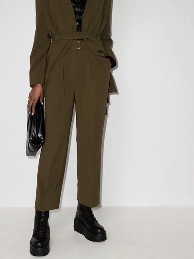 Shop The Frankie Shop Dart-detailing Tapered Trousers In Green
